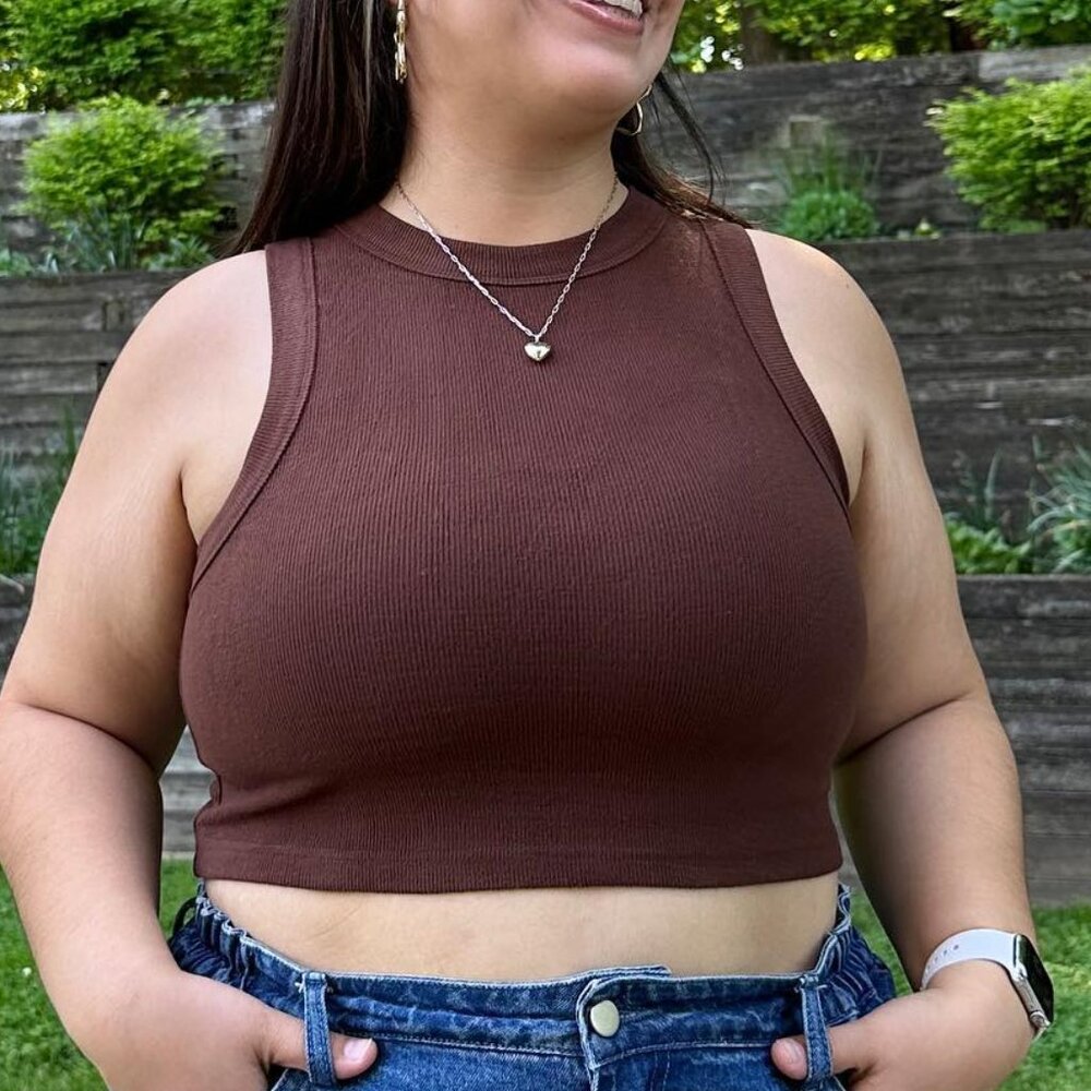 Shiny By Nature Cropped Tank Top - Acorn
